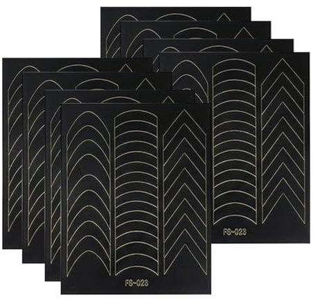 CATZUM 8 modelli per nail art, aerografo Disegni, adesivi per unghie, strumenti fai da te, decorazioni, manicure francesi, adatti per saloni di bellezza professionali