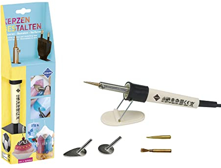 Pebaro 0271 Kerzenkolben Set mit Schreibspitze, Messingbürste und Bügeleisen, Kerzen verzieren, modelieren, verformen, bemalen; Basteln und Arbeiten mit Wachs Wachsfarben, Kreativ Set, vielfältig, 30 x 9 x 4,5 cm