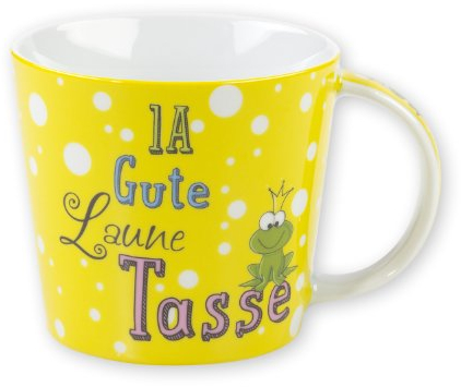 GRUSS & CO 42704 Tasse Gute Laune, gelb, Porzellan, 32 cl