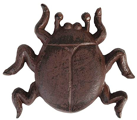 Esschert Design Käfer Figur Gartenfigur Gusseisen Braun Wanddeko Dekofigur Antik-Stil