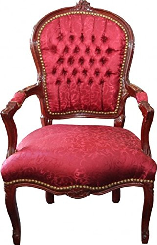 Casa Padrino Barock Salon Stuhl Bordeaux Rot Muster/Braun Mod2 - Stühle Möbel