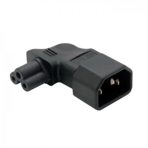 JSER IEC 90-Grad-Adapter, 3-poliger C14-Stecker auf C5-Mickymaus-Stecker, rechtwinklige Verlängerung, Netzadapter
