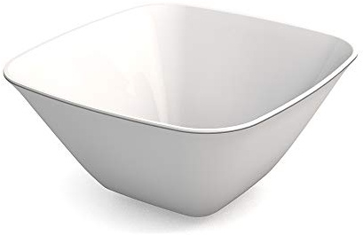 Ornamin Schale 900 ml weiß, Melamin | leichte, eckige Kunststoffschale | Alltags-Geschirr für zu Hause, Camping, Picknick, BBQ, Gemeinschaftsverpflegung, Großküchen | Dessertschale