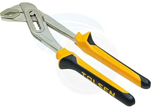 Tolsen Water Pump Pliers, 10 Multi-Adjustable, Nickel Finish, Bi-Color Plastic Handles, 7 Adjustable Settings, Max Opening 45mm