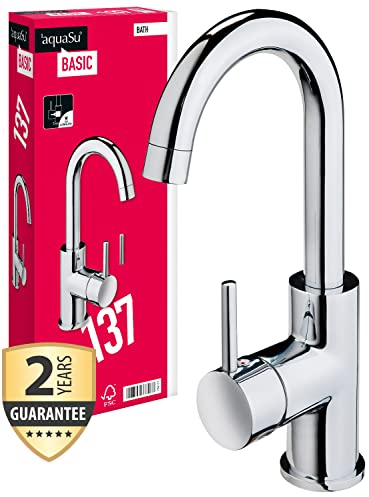 AquaSu 78813 7 Lea-Grifo Monomando, Color Cromado, Lavabo con Palanca Lateral