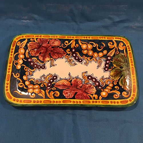 Cerámica pintada a mano ricceri Color Bandeja rectangular decoro Uvas Pampini – 2 formatos Bandeja 45 x 25 cm