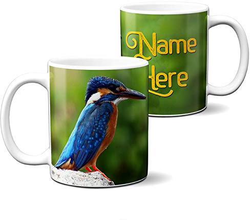 Personalised Name Mug Kingfisher Bird 11oz Ceramic White Cup Gift KS56