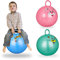 Relaxdays 3X Hüpfball Kinder im Set, mit Griff, für Drinnen und Draußen, mit Tier-Motiv, Weich, 45 cm Durchmesser, Blau, Grün, Pink