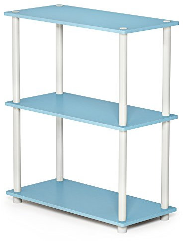 Furinno kompaktes Mehrzweck-Regal mit 3 Ebenen, holz, Hellblau/Weiß, 28.96 x 59.94 x 75.18 cm