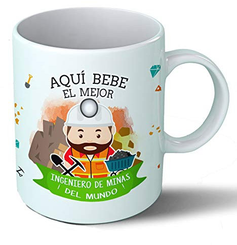 Planetacase - Taza Ingeniero de Minas - Regalo Original - Cerámica 330 mL - Taza Desayuno Apta para Microondas y Lavavajillas - Resistente a Lavados