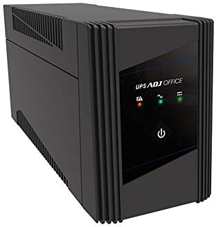 ADJ Office Serie 900VA Unterbrechungsfreie Stromversorgung Line Interactive Ups 570 Watt Sinuswelle Simulierte AVR 2 Schuko-Ausgänge USB 1 Batterie 12 V 5 Ah (LxBxH 292 x 100 x 140 mm)