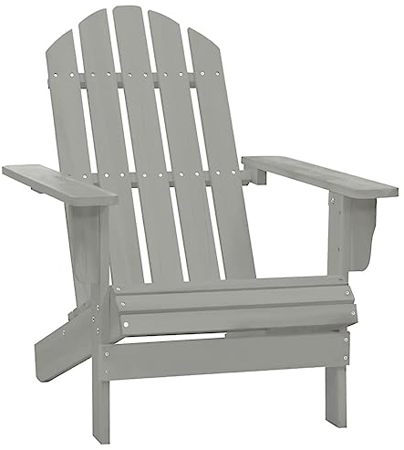 vidaXL Holz Gartensessel Deckchair Gartenstuhl Gartenliege Sonnenliege Relaxliege Liegestuhl Adirondack Stuhl Gartenmöbel Balkon Terrasse Garten Grau