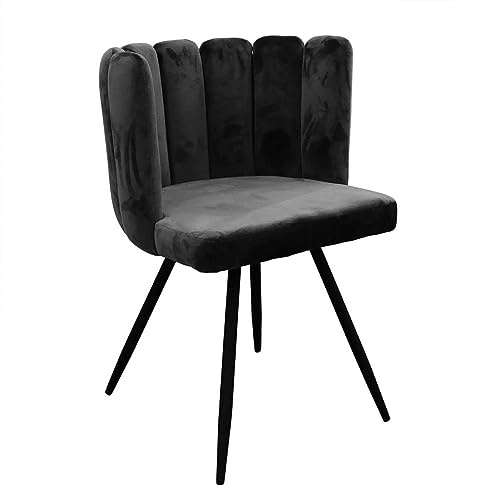 HOME DECO FACTORY CMP Paris Stuhl Ariel, Veloursbezug, Schwarz, Metall, cm