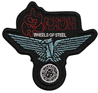 SigitasTrading Saxon Wheels of Steel Heavy Metal Band Aufnäher Besticktes Patch zum Aufbügeln Applique