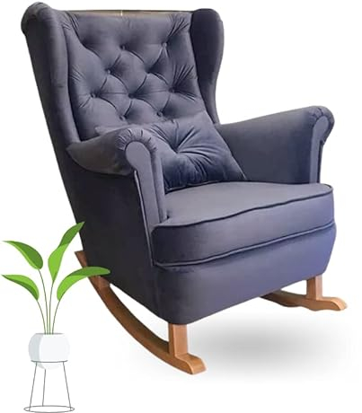 MartHome Schaukelstuhl Wohnzimmer - Relaxsessel, Schwingsessel - Stillstuhl, Schaukelstuhl - Komfortable Sessel für Schwangere Frauen, Velour Schaukelsessel, Relaxstuhl (Marineblau)