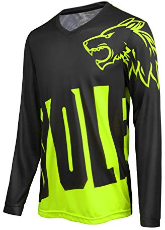 Herren Mountainbike MTB Top Langarm Atmungsaktiv Bequem Weich Feuchtigkeitstransport Radtrikot,Grün,M