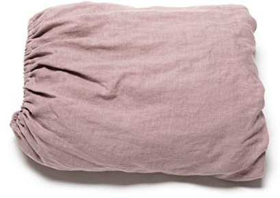 LinenMe Gewaschene Spannbettlaken 140x200cm, 100% Leinen - Bettwäsche Bettlaken mit Gummizug - Spannbetttuch, Fitted Sheet 140x200 - STAUBIGE Rose