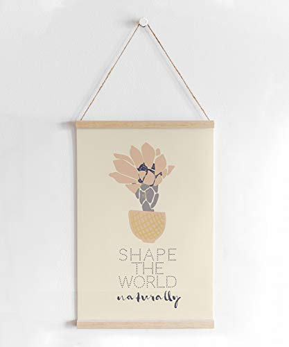 kartenkuss.de Skandi-Poster mit Posterleiste, minimalistisches Pflanzen-Motiv naturligtvis två, skandinavisches Poster inkl. Posterschiene aus Holz (mattes Premium-Papier 135g/m², DIN A2)