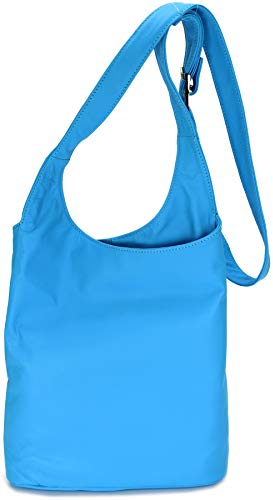 Belli Cross Bag Classic italienische Umhängetasche Damen Ledertasche Handtasche Cross Over Bag in türkis - 24x28x8 cm (B x H x T)
