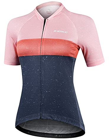 INBIKE Maglia Ciclisomo Bici Maglietta da Ciclista Bicicletta Abbigliamento Donna Manica Corta con 3 Grandi Tasche Traspiranti per la Pelle Estiva Estate Estivo Manica Corta Rosa,XS