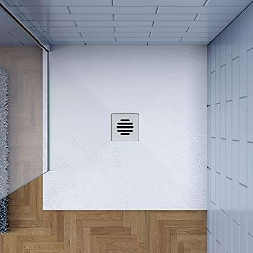 90x120cm Plato de ducha AICA blanco textura pizarra+Accesorios de desagüe