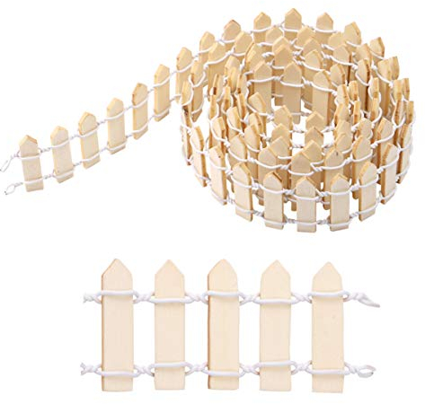 FAVOMOTO 100 cm x 3 cm - Mini clôture en bois blanche miniature - Clôture décorative - Petite clôture de jardin - Clôture de jardin - Décoration miniature - Clôture de jardin en bois bonsaï