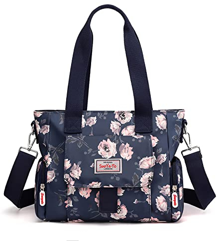 FORRICA Handtaschen Damen Shopper Umhängetasche Modemuster Groß Schultertasche Frauen Wasserdicht Handtaschen mit Mehreren Taschen Blume A