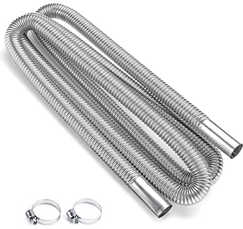 QISF Tubo di scarico in acciaio inox, 300 cm, riscaldatore per parcheggio auto, D: 2,5 cm, con 2 clip, tubo flessibile di scarico del gas diesel per auto, adatto anche per scarico della cucina