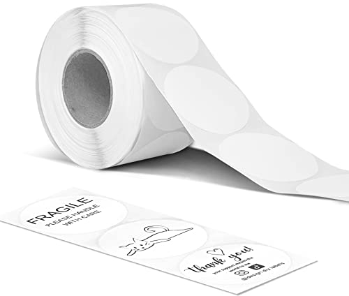 Hotlabel 2 Runde Etiketten Selbstklebend Rolle-Versandetiketten 800 Etiketten Kreis Thermodirekt Etiketten für DIY-Logo-Design QR-Code Namensschild Adressetiketten Haushaltsetiketten (Weiß)