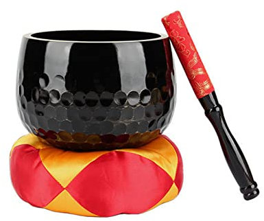 ZHYX Bol Chantant Tibetain avec Maillet Bol Musical Tibétain， Bol Sonore Artisanal Bol, pour Yoga Relaxation Soulagement de Stress Purification Détente,4inches