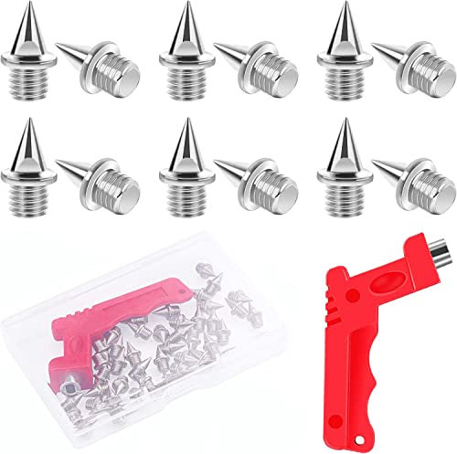 MEISO 50 Pièces Pointes Piste en Acier Inoxydable avec 1 Clé à Pointe Athlétisme, 6mm Pointe Athlétisme Cross Country pour Chaussures de Piste Chaussures de Sport Jogging Course à Pied Sauts Longs