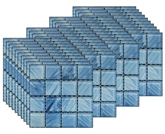 FBBULES 40PCS Adesivi per Piastrelle, Mosaico Piastrelle Adesivi Parete PVC Autoadesivo Impermeabile Sticker Piastrelle Backsplash per Cucina Bagno, Blu Scuro (10x10 Cm / 4x4 Pollici)