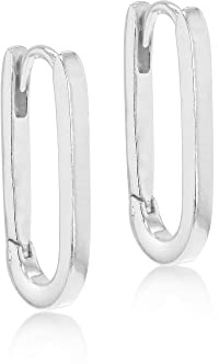 Tuscany Silver Women's Sterling Silver 10.5mm x 20mm Rectangular Hoop Creole Earrings