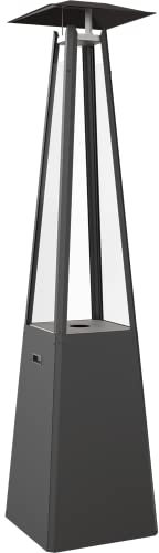 KRATKI Umbrella Gasheizung 12 kW für den Garten Propan Butan G31 / 50 mbar Schwarzer Stahl und Glas Set mit einem Rohr und einem Reduzierstück