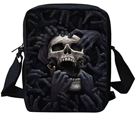 Belidome Kleine Umhängetasche für Damen und Kinder, niedliches Tiermotiv, Totenkopf schwarz, Einheitsgröße