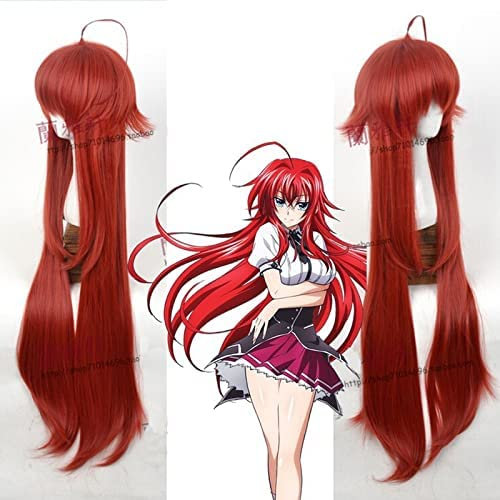 High School DxD Rias Gremory Perücke, hitzebest?ndig, 100 cm lang, weinrot, inkl. Perückenkappe
