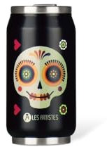 LES ARTISTES Paris A-4301, Canette isotherme, Thermos 280 ml, Gourde isotherme sans BPA, Réutilisable, Bec verseur rabattable avec paille, Acier Inoxydable, Design Sugar Skull