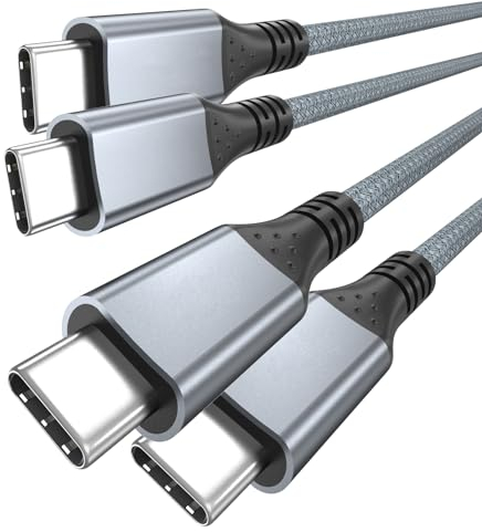 UseBean 240W Cable USB C a USB C 2M (2 Pack), USB 3.2 Gen 2X2 20Gbps Tipo C Cable de PD Carga Rápida Transmisión de Vídeo 4K@60Hz,Cable de Nylon Trenzado para Thunderbolt 3 MacBook Pro,Galaxy