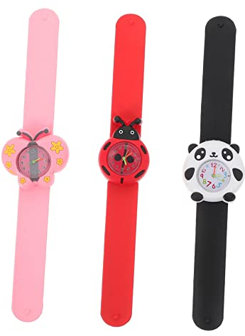 Mikikit Armbanduhr Für Jungen Und Mädchen 3-teilig Silikon-uhren-display Kinderuhr Cartoon-design Armbanduhr Zufälliger Stil