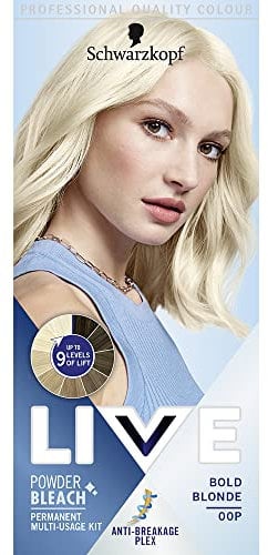 Schwarzkopf LIVE Powder Bleach Bold Blonde Permanent Hair Colour 00P, Long Lasting Blonde Hair Bleach for up to 9 Levels of Lift, Blonde Bleach for Eye Catching Results