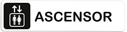 Becral® - Panneau adhésif PVC ASCENSOR | Plaque de porte PVC BLANC | Panneau d'information | Panneau de porte 200 x 50 mm