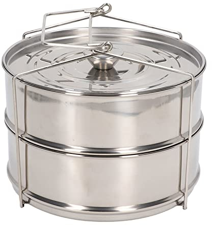 Stainless Steel 2 Tier Steamer, Steamer Insert Steamer Pot Steamer Basket Large Capacity Stackable Round Food Steamer Pan with Lid for Vegetables Dumpling Seafood