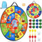 26 Inches Double-sided Foldable Kids Dart Board Set, Maomaoyu Velcro Dart Board for Party Garden Games for Kids with 12 Velcro Balls, Outdoor Toys & Presents for 5 6 7 8 9 10 11 Year Old Boys, Animal