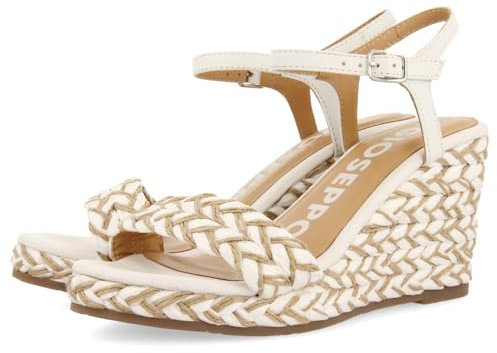 GIOSEPPO Tigard, Sandalo Espadrillas con Zeppa Donna, Bianco, 38 EU