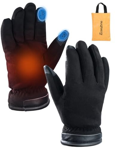 EaseZone Handschuhe Winter Wasserdicht Herren Fahrradhandschuhe Winddicht Fahrrad Handschuhe Damen Touchscreen Thermohandschuhe Skihandschuhe Laufhandschuhe Schwarz mit Aufbewahrungstasche (S)