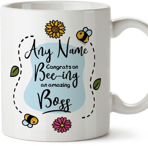 MUGFFINS Personalised Mug for BOSS - in English - Thanks for Beeing - Funny Custom Gift for Colleagues - Ceramic 11oz Mug