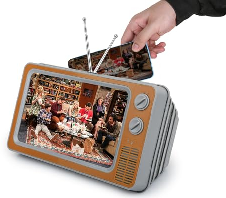 ds. distinctive style Bildschirmlupe für Handy 12 Zoll 3D Fun Retro TV Design Bildschirmverstärker Kompatibel mit iPhone und Anderen Smartphones für Filme und Videos