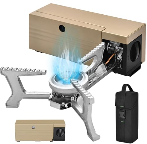 Réchaud à gaz portable - Pliable - Pour camping, randonnée et fêtes (kaki)