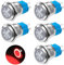 QIMEI-SHOP Interruttore a Pulsante Momentaneo 16mm Pulsanti 12V-24V 3A Impermeabile Interruttori a Pulsante in Ottone Cromato con Luce LED ad Anello Rosso 5 pezzi