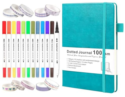 Cosmin Dotted Journal Tool Dual-Tip-Pinselmarker, Washi-Tape und Schablonen für Frauen, Männer und Jugendliche, Grün